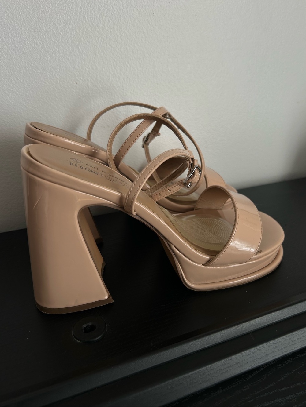 Call it Spring - Nude Platform Sandals with Block Heel